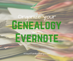 Organize Your Genealogy With Evernote with this Free Video Tutorial and Links to Free Resources via 4YourFamilyStory.com. #genealogy #Evernote #organization