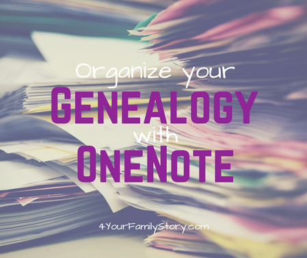 Organize Your Genealogy With OneNote with this Free Video Tutorial and Links to Free Resources via 4YourFamilyStory.com. #genealogy #OneNote #organization